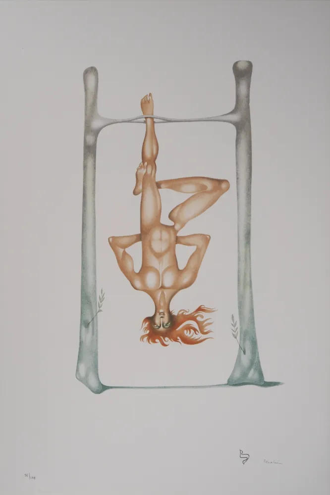 リトグラフ Pérahim - L'Alphabet Hébreu : le pendu