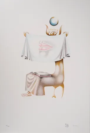 リトグラフ Pérahim - L'Alphabet Hébreu : Lecture sacrée