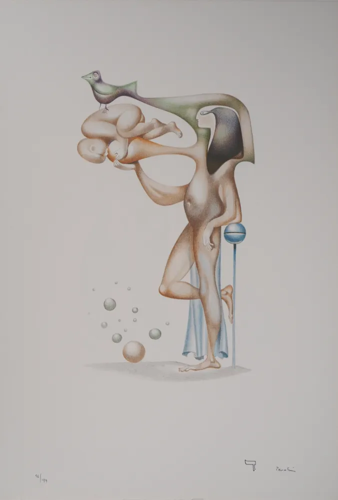 リトグラフ Pérahim - L'Alphabet Hébreu : Maternité Egyptienne