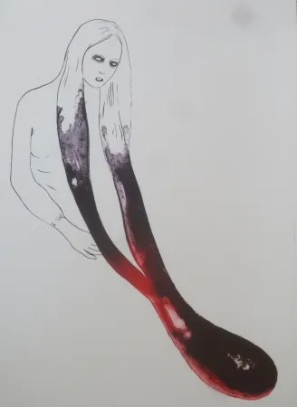 リトグラフ Pétrovitch - La fille aux cheveux goutte