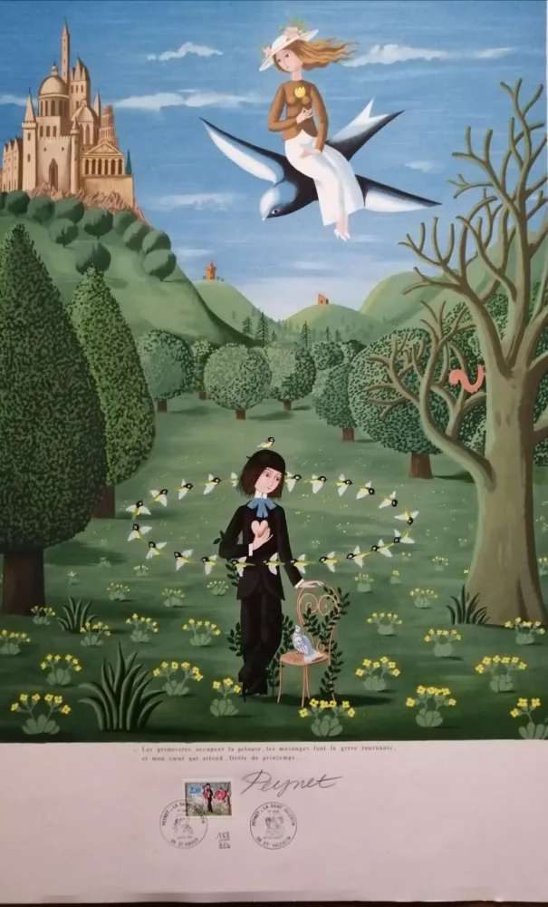 リトグラフ Peynet - La Saint Valentin - Les Primevères