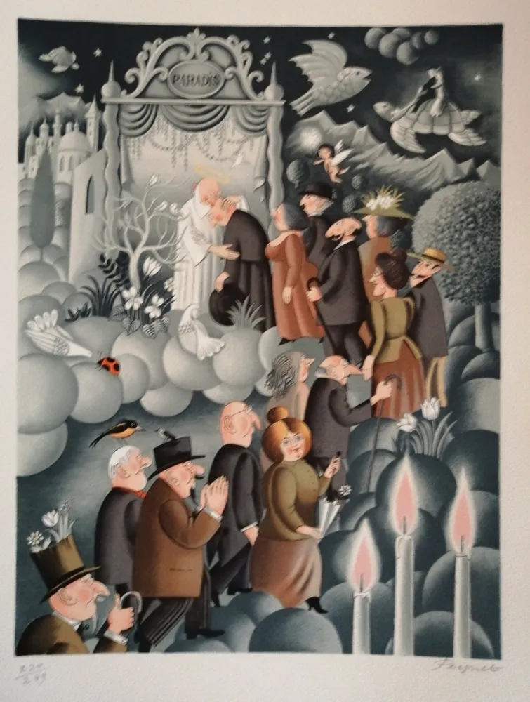 リトグラフ Peynet - Le Curé de Cucugnan