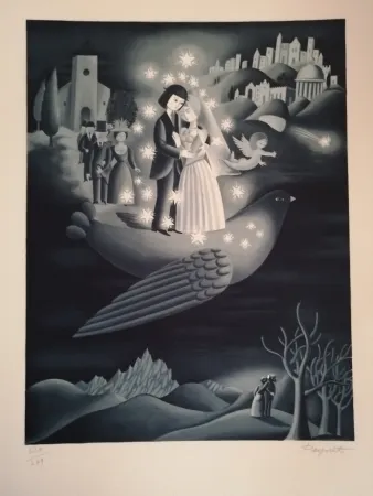 リトグラフ Peynet - Les étoiles