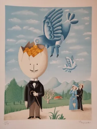 リトグラフ Peynet - L'Homme à la cervelle d'or