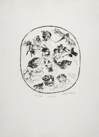 エッチング Piacesi - Rose e libellula