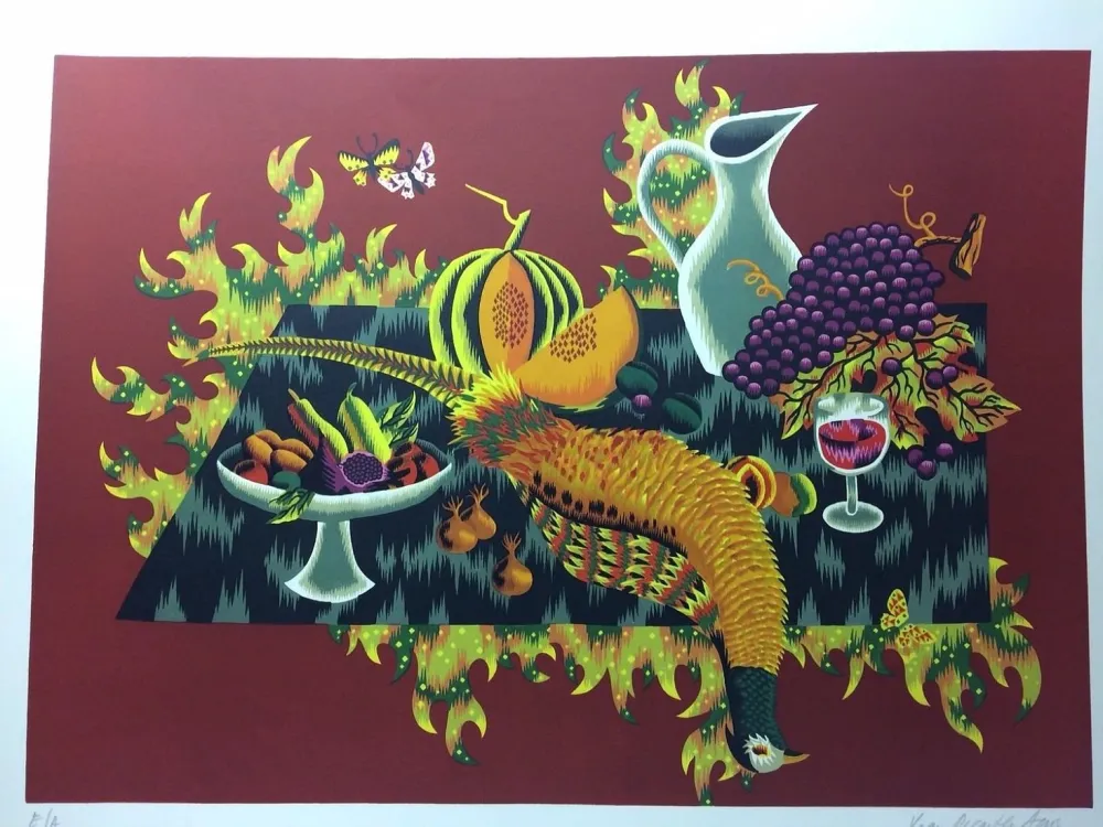 リトグラフ Picard Ledoux - Nature morte au faisan