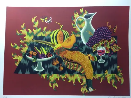 リトグラフ Picard Ledoux - Nature morte au faisan