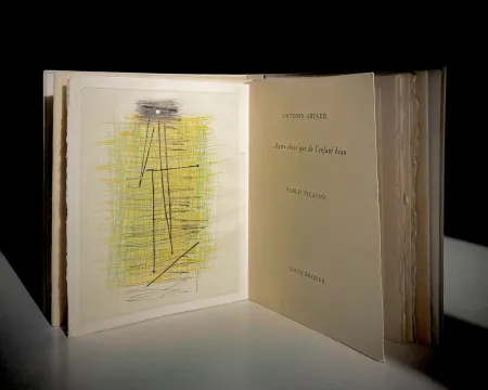 挿絵入り本 Picasso - A. Artaud: AUTRE CHOSE QUE DE L'ENFANT BEAU. Rare gravure originale en couleurs (1957)