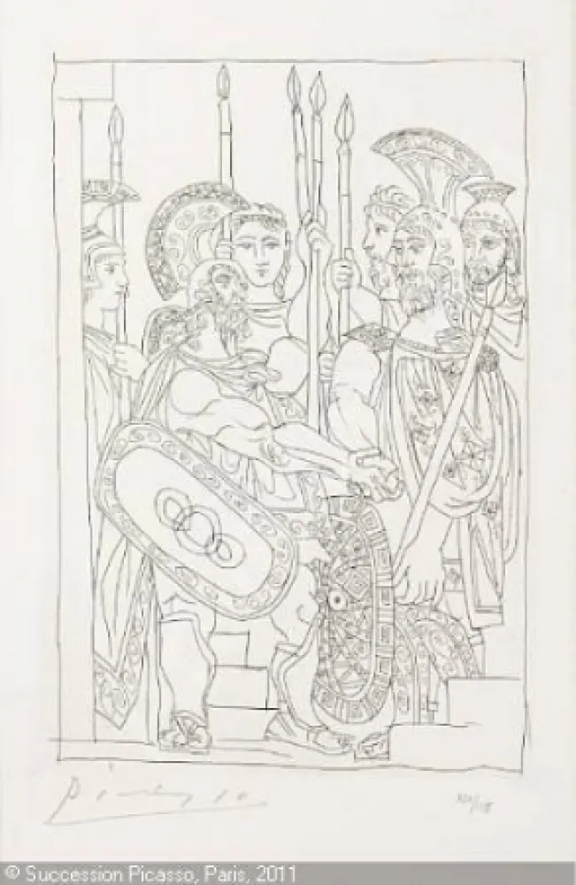 彫版 Picasso - Accord Entre les Guerriers de Sparte et d'Athens