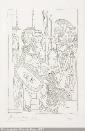 彫版 Picasso - Accord Entre les Guerriers de Sparte et d'Athens
