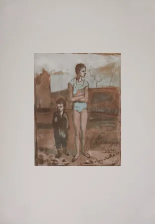 リトグラフ Picasso (After) - Arlequin et garçon, 1946