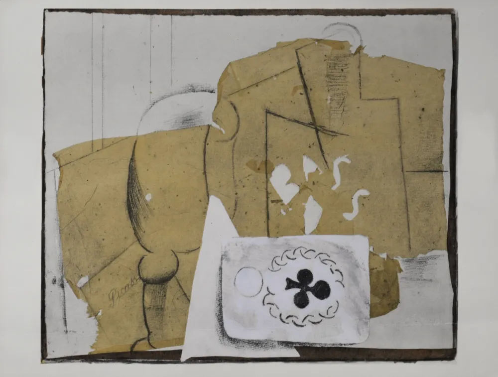 ステンシル Picasso (After) - Bouteille, verre et cartes, 1962