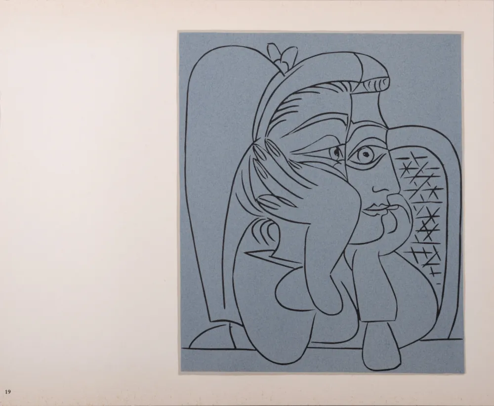 リノリウム彫版 Picasso (After) - Femme accoudée, 1962