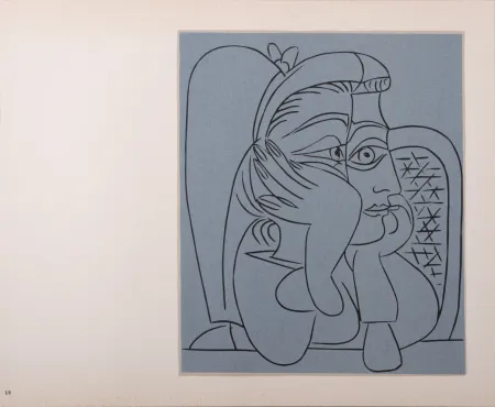 リノリウム彫版 Picasso (After) - Femme accoudée, 1962