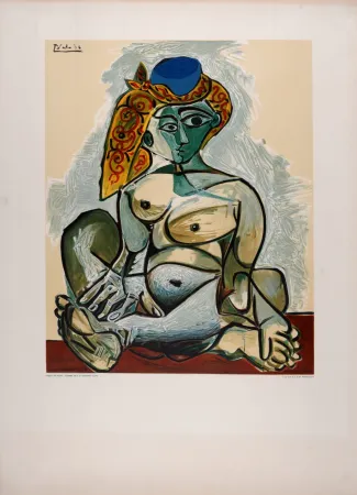 リトグラフ Picasso (After) - Femme nue au bonnet turc, 1974