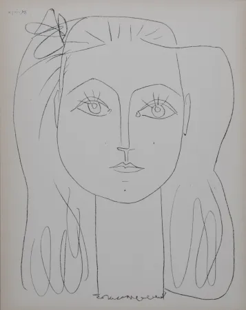 リトグラフ Picasso (After) - Françoise avec un nœud dans les cheveux