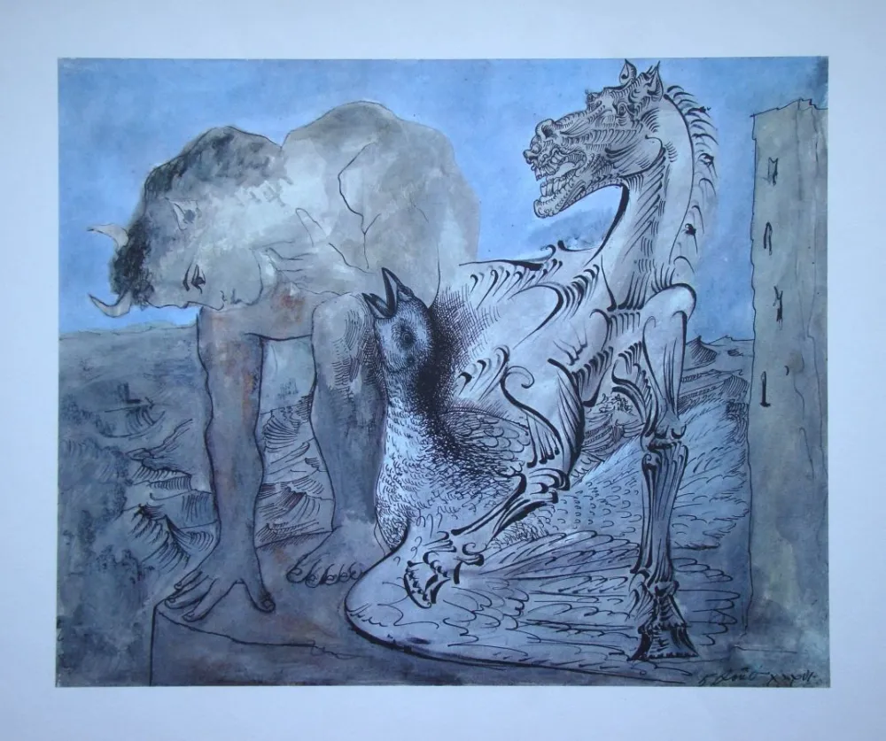 オフセット Picasso (After) - Jeune faune, cheval, oiseau
