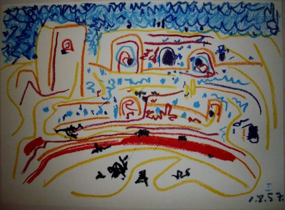 リトグラフ Picasso (After) - TOROS Y TOREROS