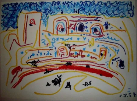 リトグラフ Picasso (After) - TOROS Y TOREROS