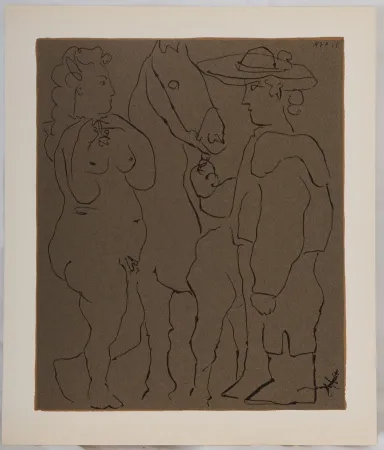 リノリウム彫版 Picasso - Amoureux et cheval