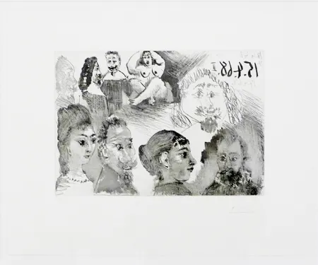 エッチング Picasso - Autour d'El Greco et de Rembrandt: Portraits