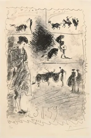 リトグラフ Picasso - Bullfighting scene
