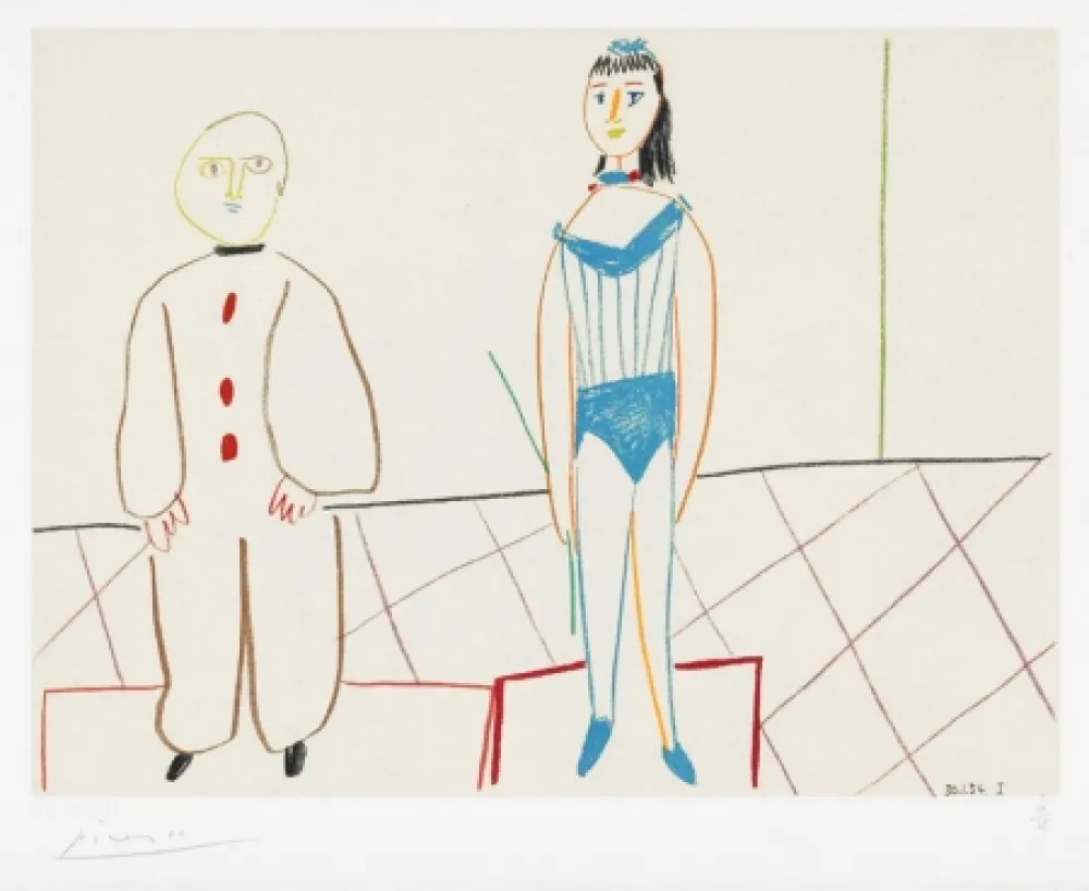 リトグラフ Picasso - Clowne et acrobate (Clown and Acrobat) / One Plate, from Verve Nos 29-30, 1954