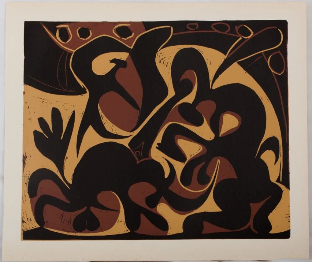 リノリウム彫版 Picasso - Dans l'arène