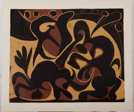 リノリウム彫版 Picasso - Dans l'arène