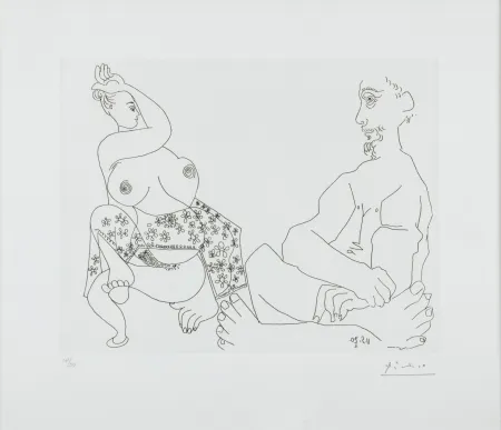 エッチング Picasso - Danse du Ventre devant Homme impassible