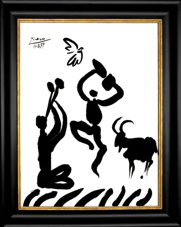 リトグラフ Picasso - Danseur et musicien