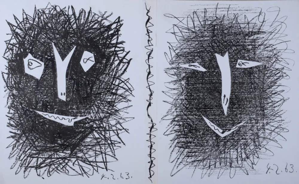 リトグラフ Picasso - Deux Masques, 1963