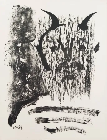 リトグラフ Picasso - Élégie d'Ihpetonga, Masks of Ashes, Planche III