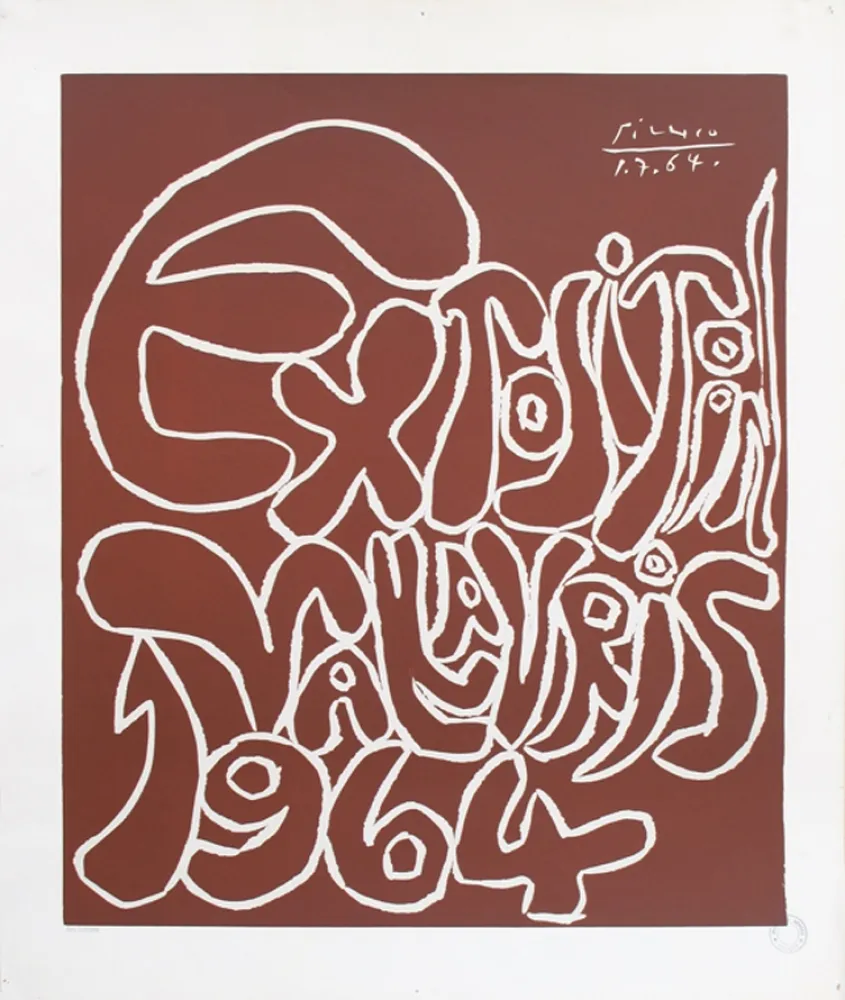 リノリウム彫版 Picasso - '' Exposition Vallauris 1964 ''