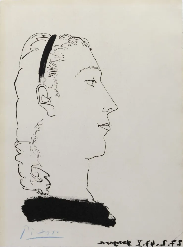 エッチングと　アクチアント Picasso - Femme Blonde de Profil (Signed) Gongora 1948