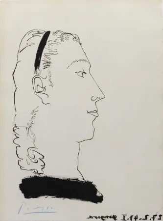 エッチングと　アクチアント Picasso - Femme Blonde de Profil (Signed) Gongora 1948