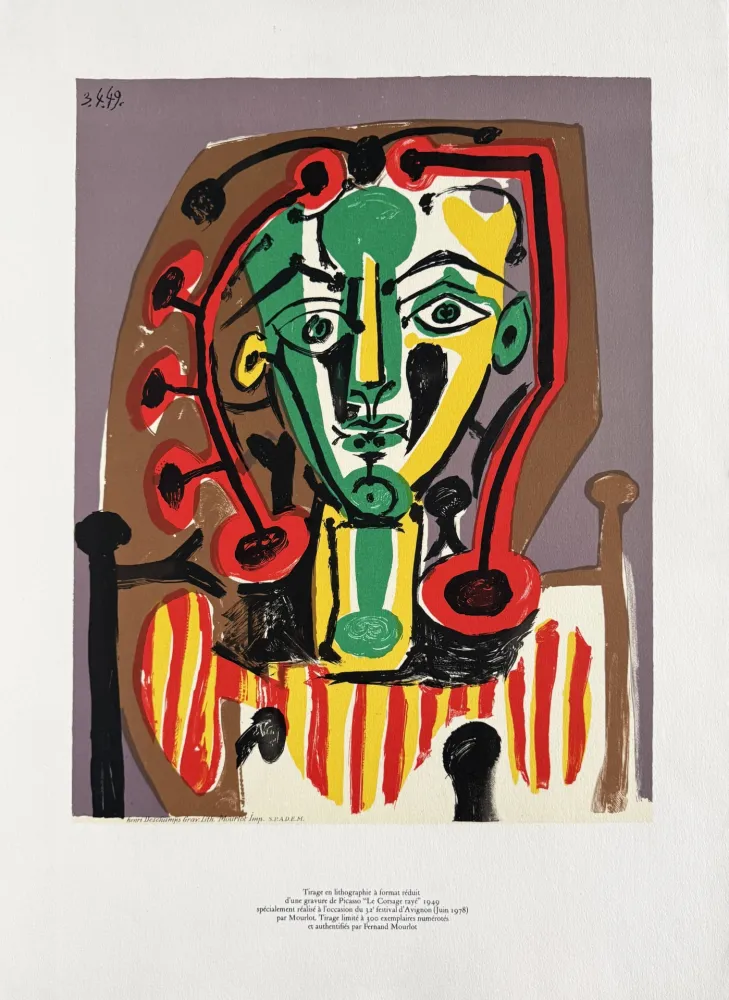 リトグラフ Picasso - Figure au Corsage rayé (Figure with Striped Bodice)