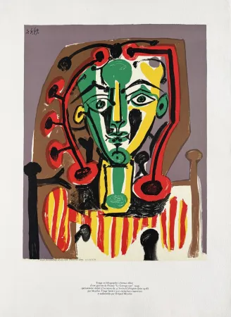 リトグラフ Picasso - Figure au Corsage rayé (Figure with Striped Bodice)
