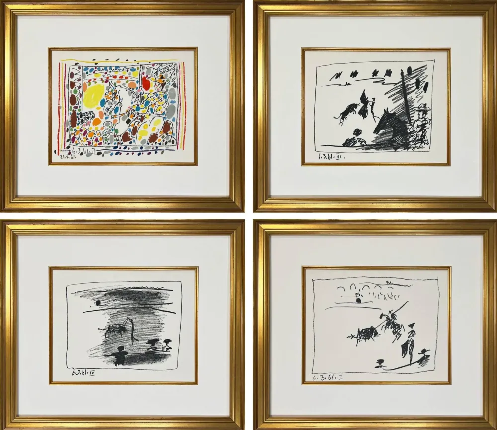 リトグラフ Picasso - Four original lithographs - A Los Toros series