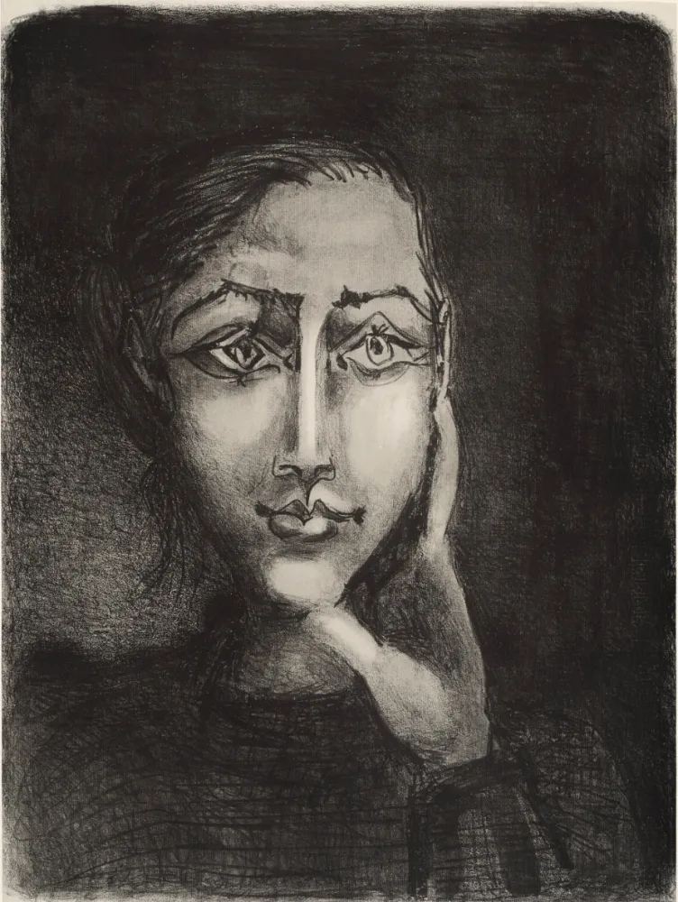 リトグラフ Picasso - Françoise sur fond gris