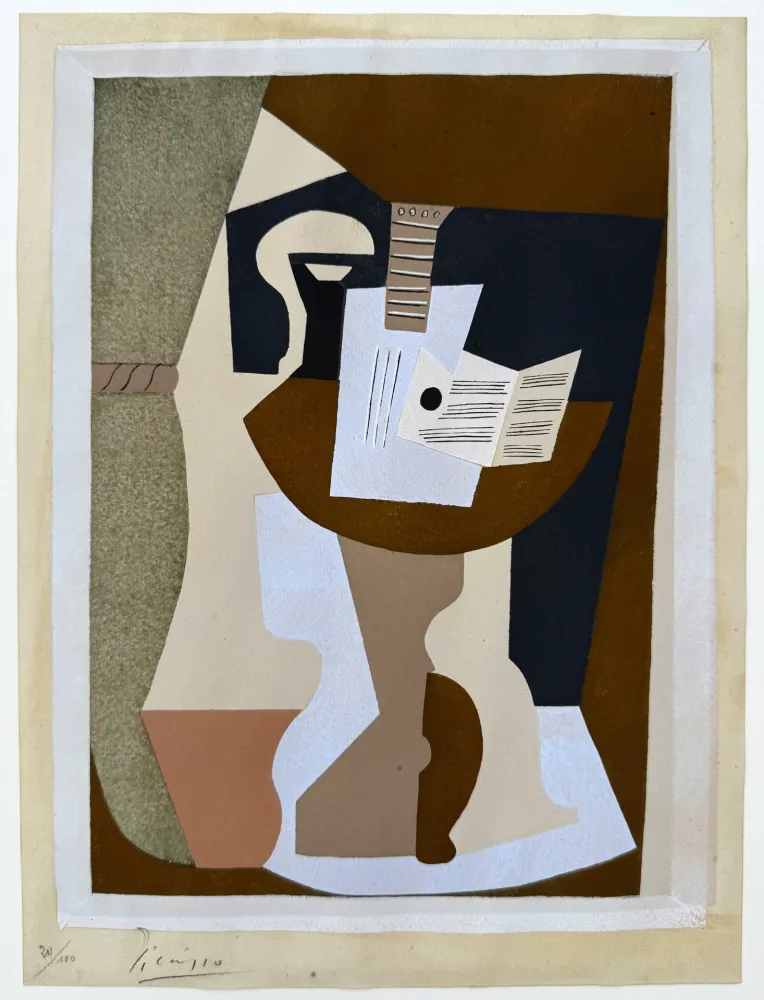 ステンシル Picasso - Guéridon avec guitare et partition
