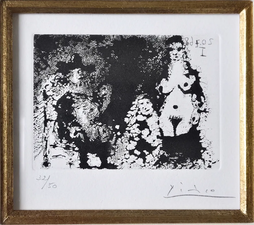 エッチングと　アクチアント Picasso - Homme à la pipe assis, Maja et Célestine 