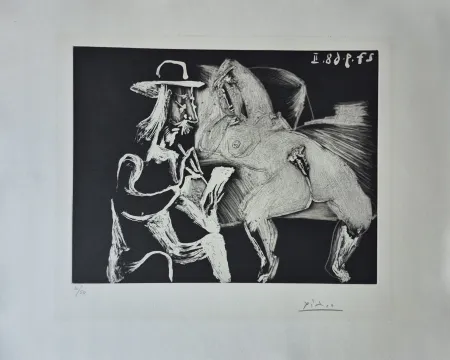 彫版 Picasso - Homme au Chapeau dessinant à Côté d'une Femme offerte, from Séries 347