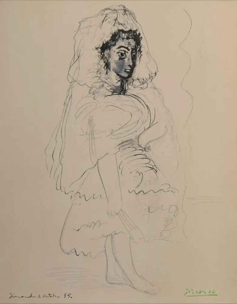 ステンシル Picasso - Jacqueline en Espagnole - La flûte double
