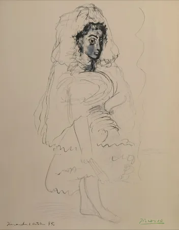 ステンシル Picasso - Jacqueline en Espagnole - La flûte double