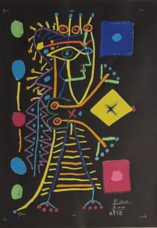 リトグラフ Picasso - Jacqueline (La Dame aux Des)