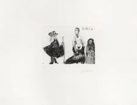 彫版 Picasso - Jeune fille, Célestine, client et petit maître