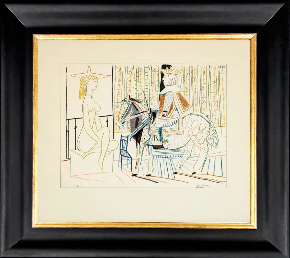 リトグラフ Picasso - La Comedie Humaine: King on Horse with Sitting Nude