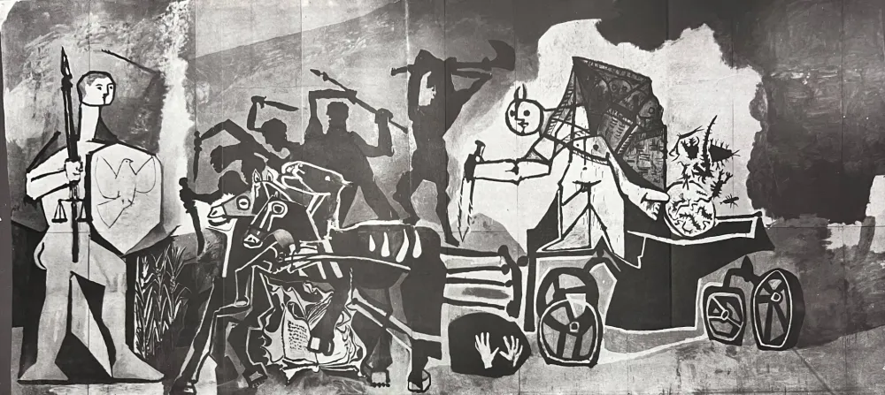 リトグラフ Picasso - La Guerre et la Paix Rouge Collotype