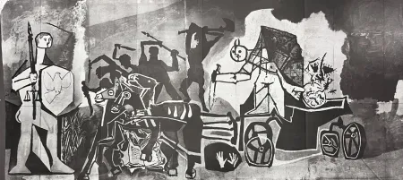 リトグラフ Picasso - La Guerre et la Paix Rouge Collotype